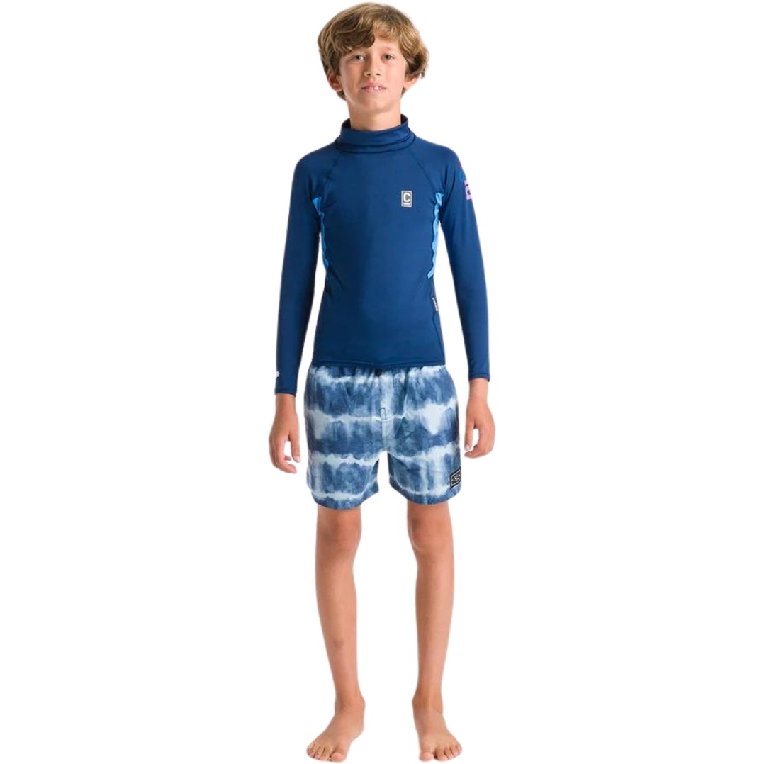 2026 C-Skins Junior NuWave X Long Sleeve Lycra Weste C-NLYLSJ - Slate Navy / Cyan / Multi